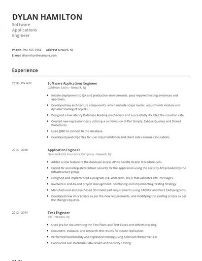 Software Applications Engineer Resume
