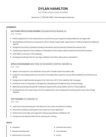 Software Applications Engineer Resume
