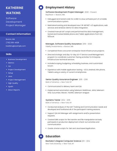 Software Development Project Manager Resume