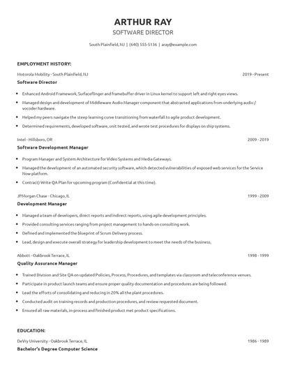Software Director Resume