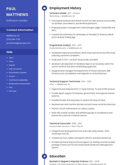 Software Leader Resume