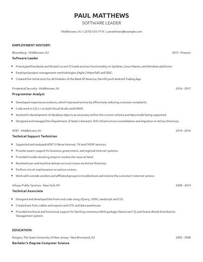 Software Leader Resume