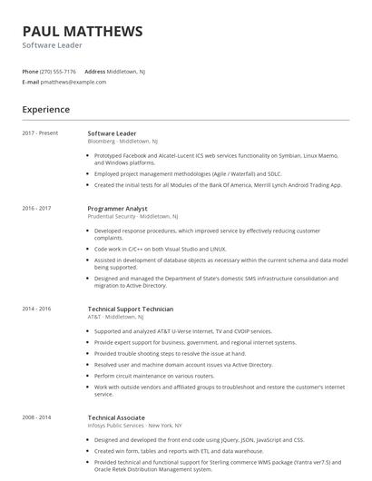 Software Leader Resume