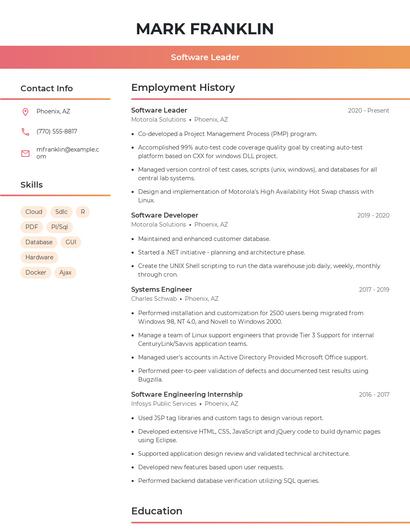 Software Leader Resume