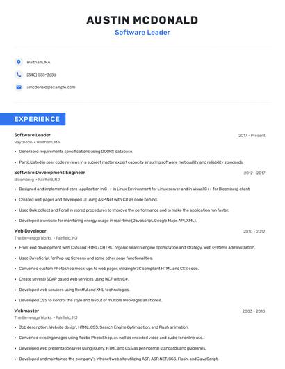 Software Leader Resume
