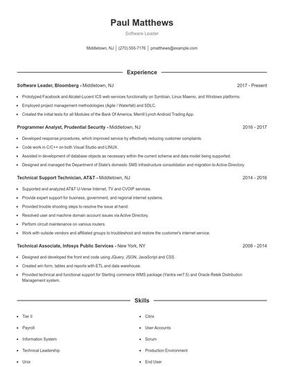 Software Leader Resume