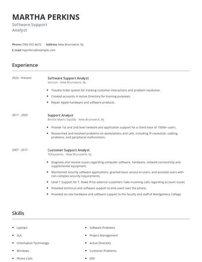 Software Support Analyst Resume