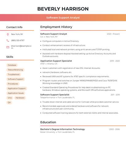 Software Support Analyst Resume