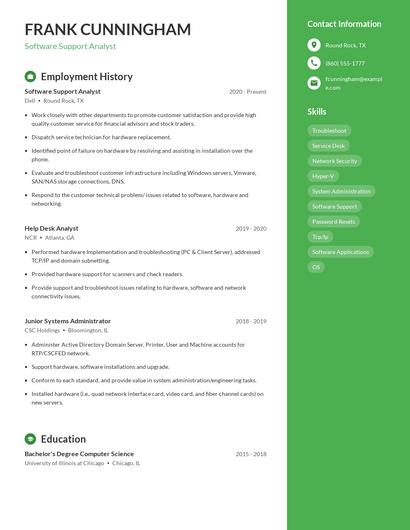 Software Support Analyst Resume
