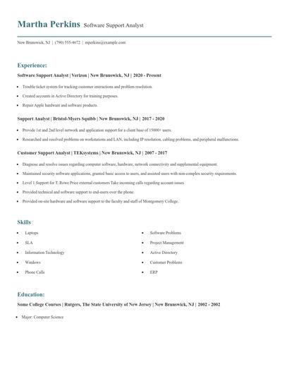 Software Support Analyst Resume