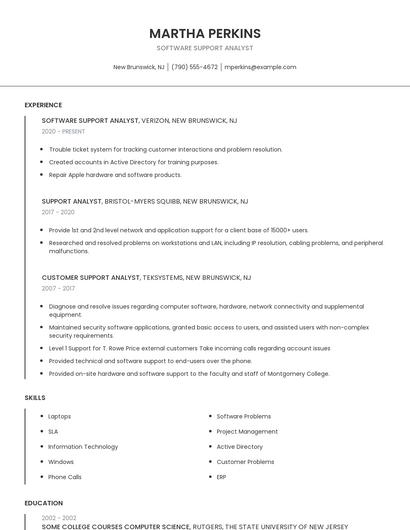Software Support Analyst Resume