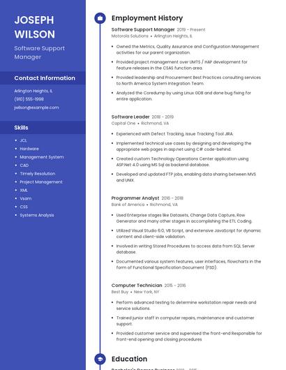 Software Support Manager Resume