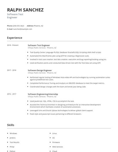 Software Test Engineer Resume
