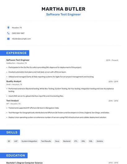Software Test Engineer Resume