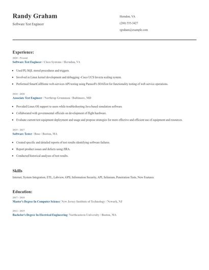 Software Test Engineer Resume