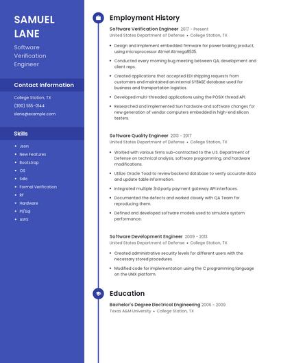 Software Verification Engineer Resume