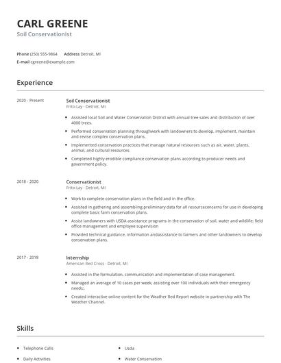 Soil Conservationist Resume