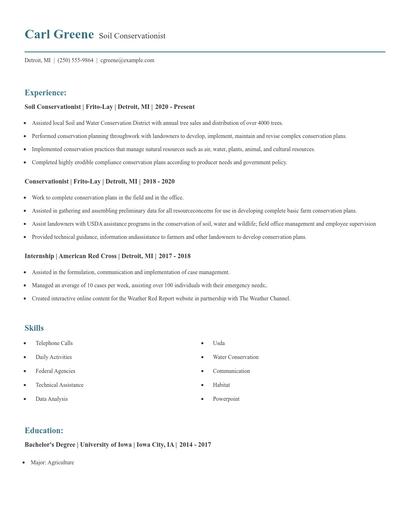 Soil Conservationist Resume