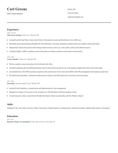 Soil Conservationist Resume