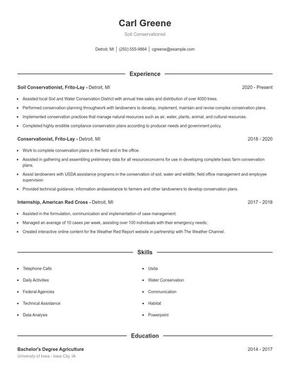 Soil Conservationist Resume