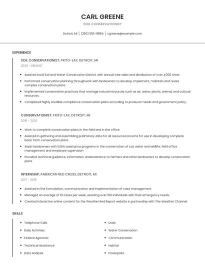 Soil Conservationist Resume