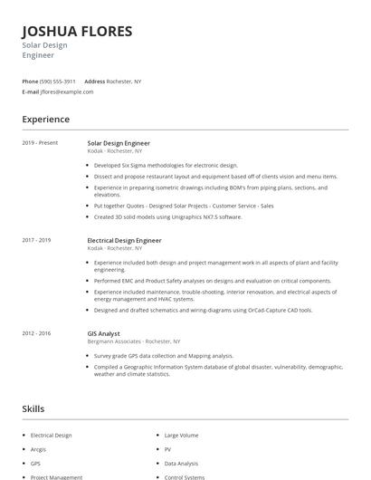 Solar Design Engineer Resume