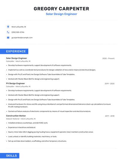 Solar Design Engineer Resume