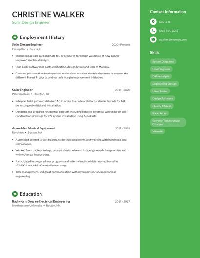 Solar Design Engineer Resume
