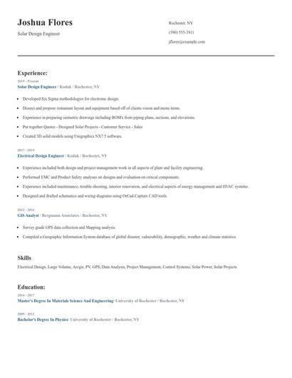 Solar Design Engineer Resume