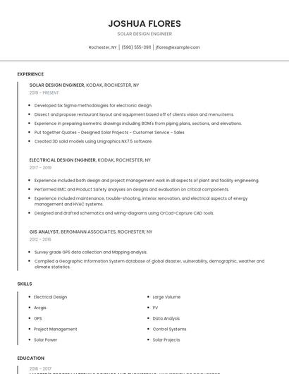 Solar Design Engineer Resume