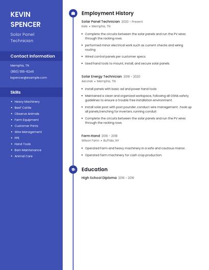Solar Panel Technician Resume