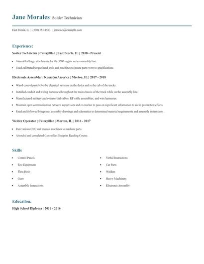Solder Technician Resume