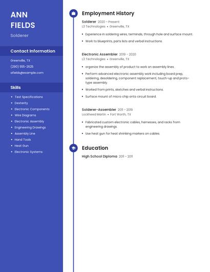 Solderer Resume