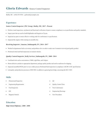 Source Control Inspector Resume
