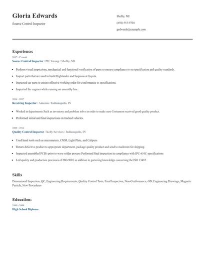 Source Control Inspector Resume