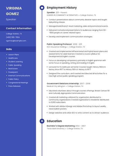 Speaker Resume