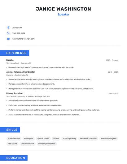 Speaker Resume