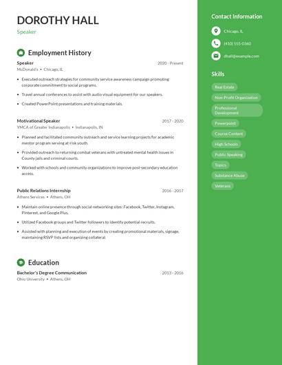 Speaker Resume
