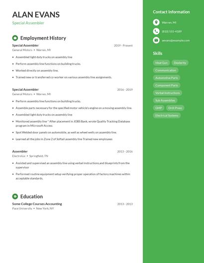 Special Assembler Resume