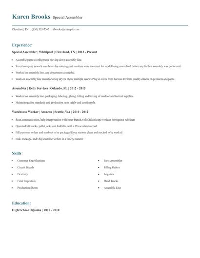 Special Assembler Resume