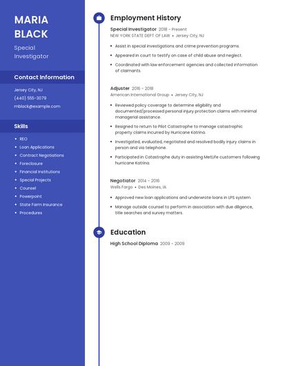 Special Investigator Resume