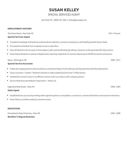 Special Services Agent Resume