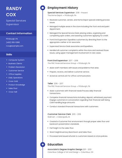 Special Services Supervisor Resume