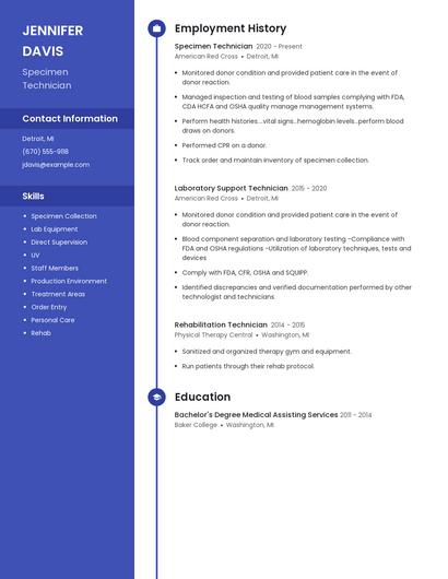 Specimen Technician Resume