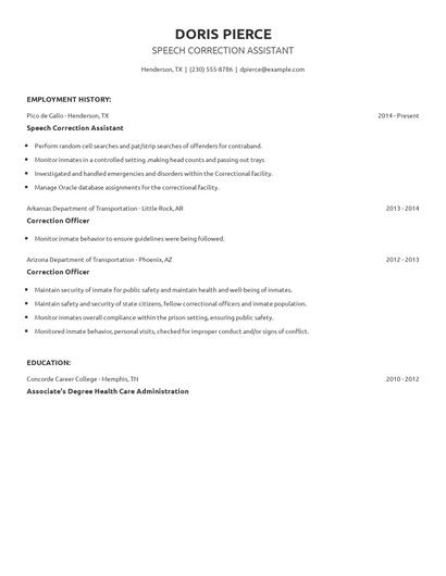 Speech Correction Assistant Resume