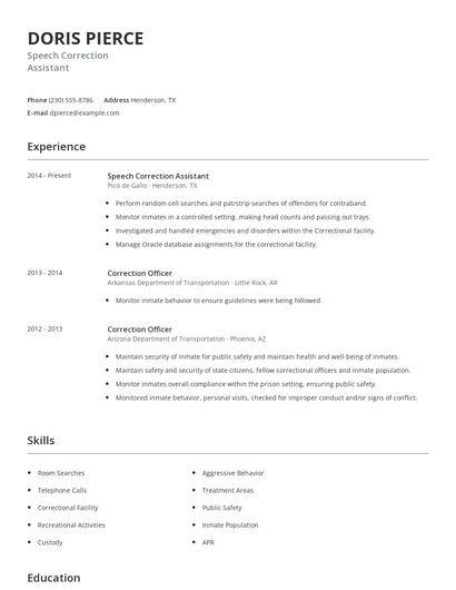 Speech Correction Assistant Resume