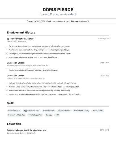 Speech Correction Assistant Resume