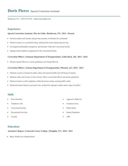 Speech Correction Assistant Resume