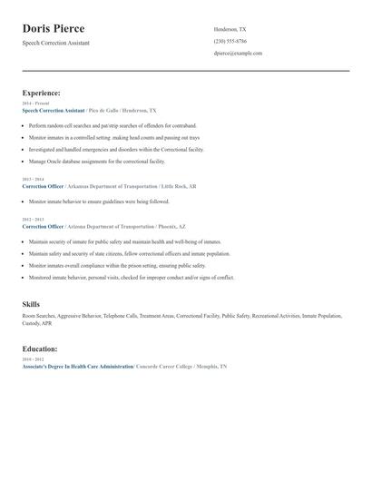 Speech Correction Assistant Resume