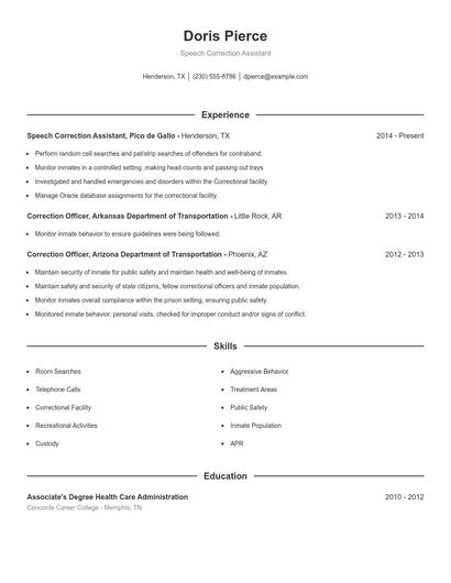 Speech Correction Assistant Resume
